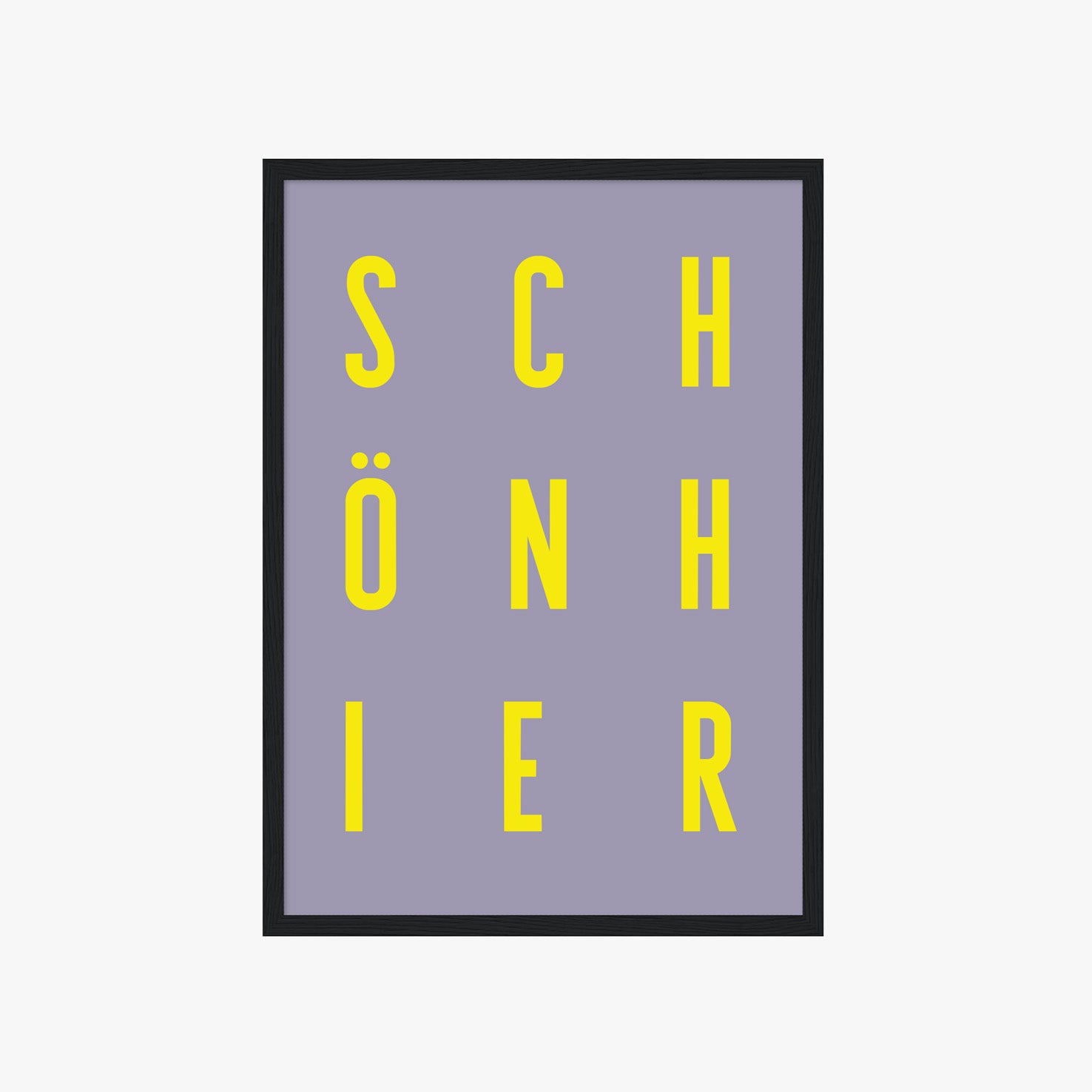 Minimalistisches Schöner Typografie Poster in Gelb und Lila – moderne Wanddeko für Wohnzimmer
