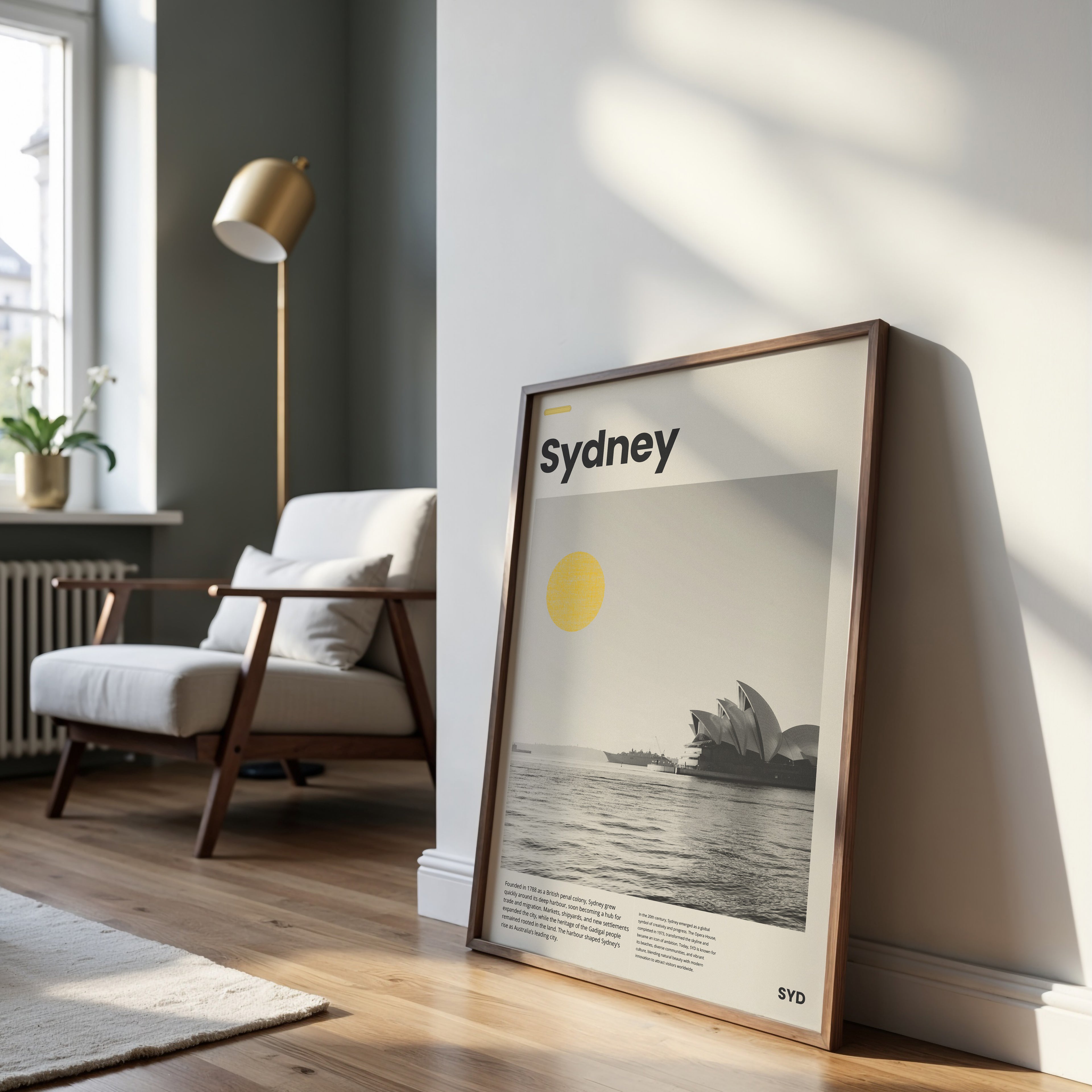 Minimalistisches Sydney Harbour Poster mit Opernhaus am Wasser
