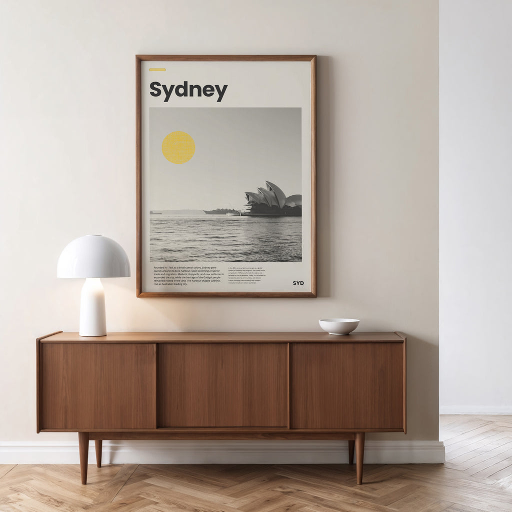 Retro Wandbild Sydney Opera House mit goldener Sonne