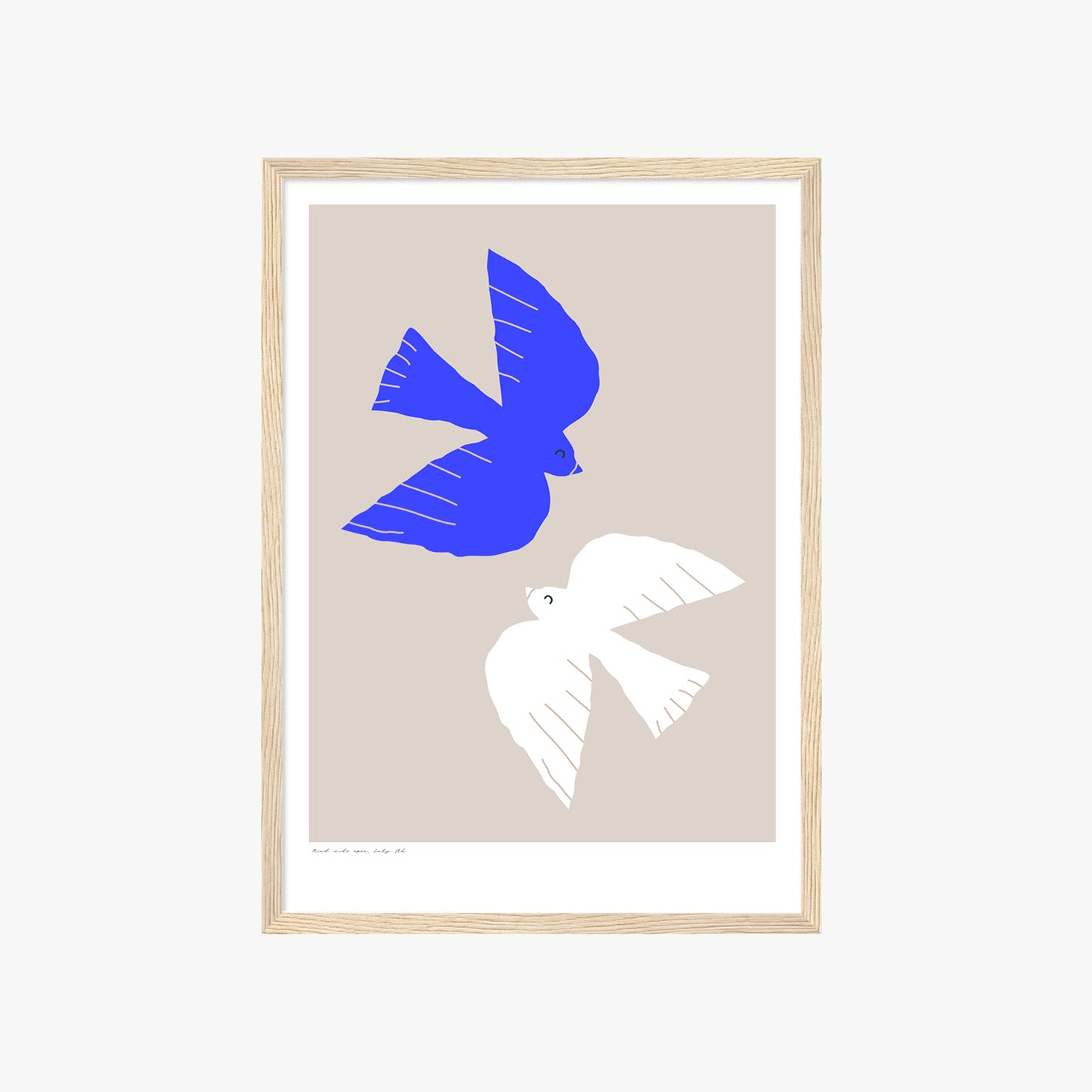 Minimalistisches Vogel Poster in Blau und Weiß – moderne Wanddeko im skandinavischen Stil
