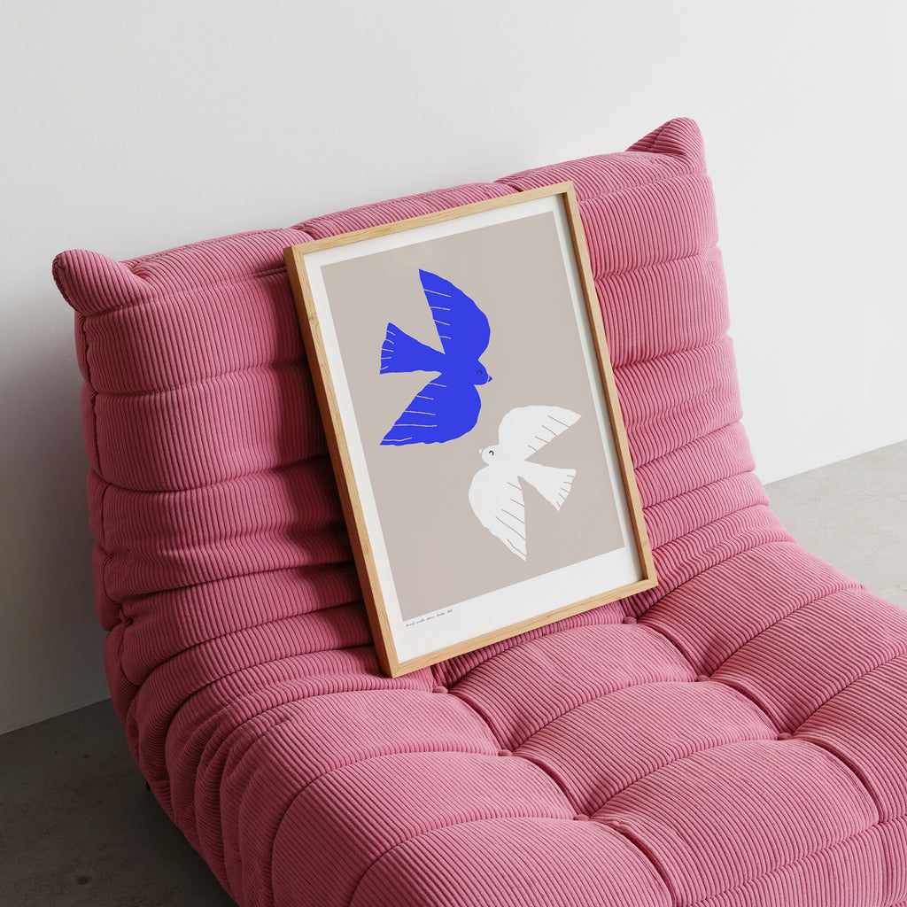 Modernes Vogel Poster in reduzierter Illustration – ästhetische Wanddeko für jeden Raum
