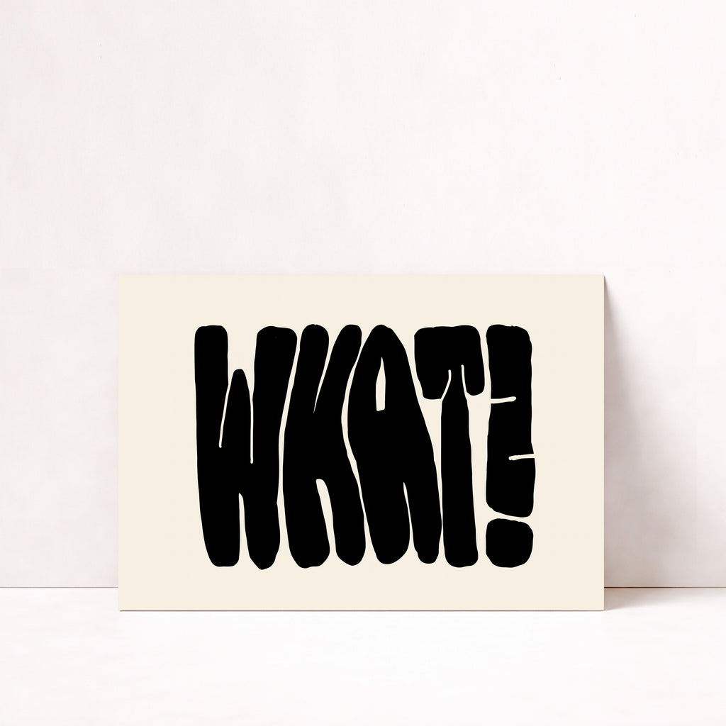 Minimalistisches Typografie Poster mit großem schwarzem What Schriftzug auf hellem Hintergrund – moderne Wanddeko für Wohnzimmer

Bold Typography Poster mit ausdrucksstarker schwarzer Typografie im minimalistischen Design – modernes Statement Wandbild für Büro