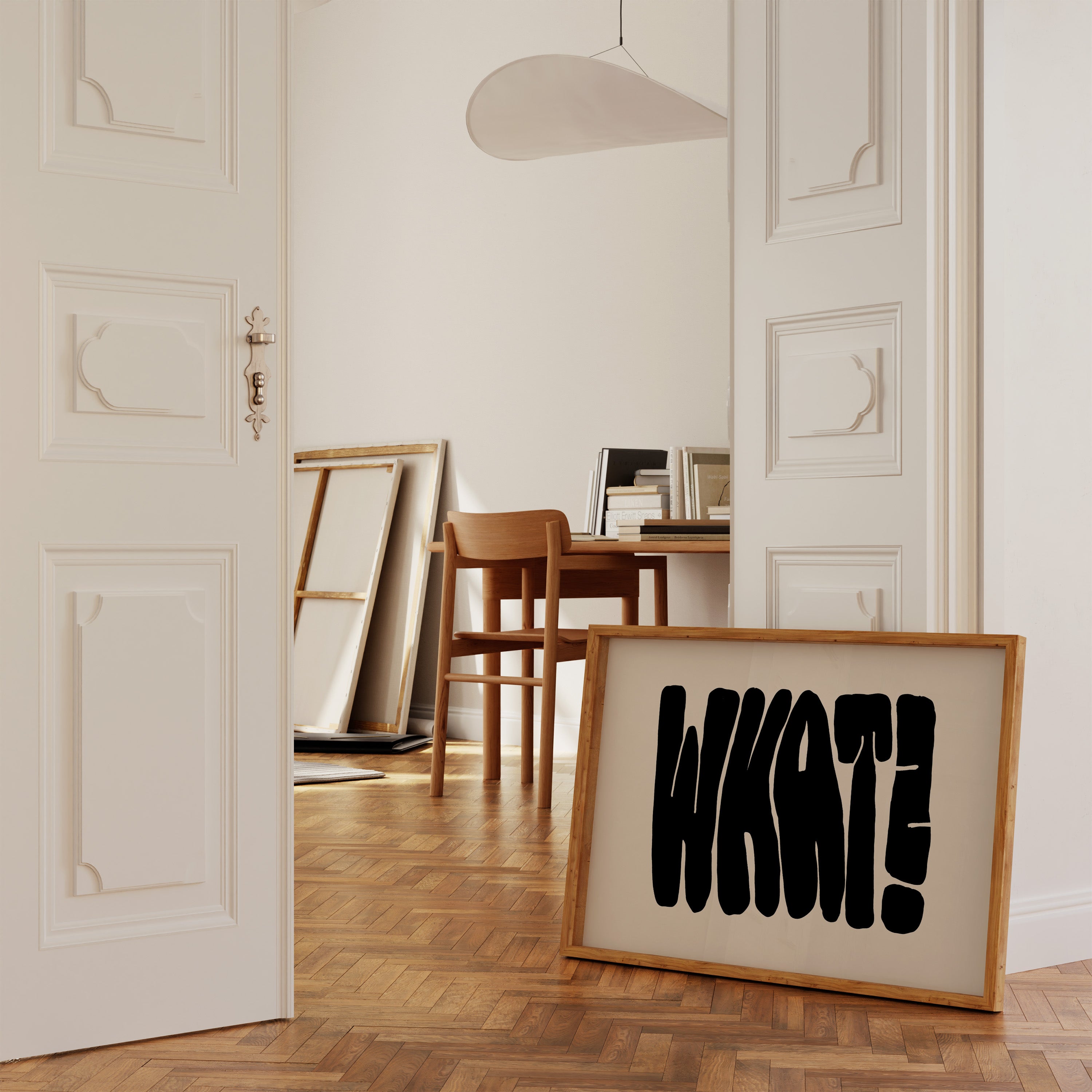 Minimalistisches Typografie Poster mit großem schwarzem What Schriftzug auf hellem Hintergrund – moderne Wanddeko für Wohnzimmer

Bold Typography Poster mit ausdrucksstarker schwarzer Typografie im minimalistischen Design – modernes Statement Wandbild für Büro