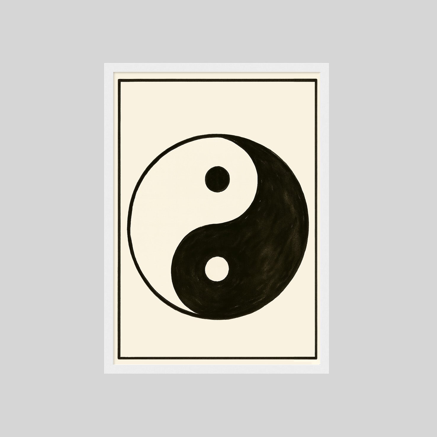 Schwarz Weiß Yin Yang Kunstdruck im minimalistischen Design – ästhetische Wanddeko
