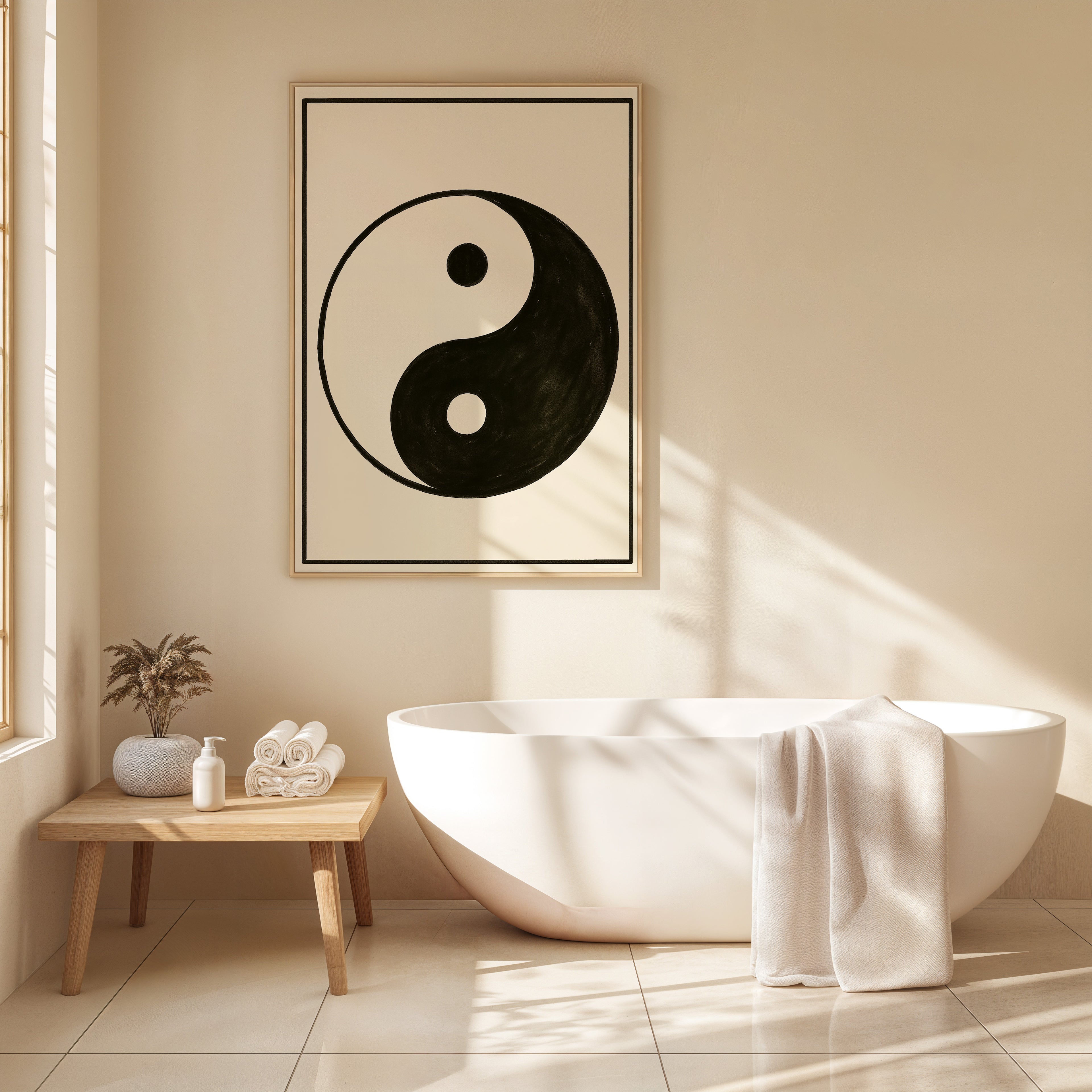 Abstraktes Yin Yang Wandbild im Zen Stil – ruhige und harmonische Interior Deko
