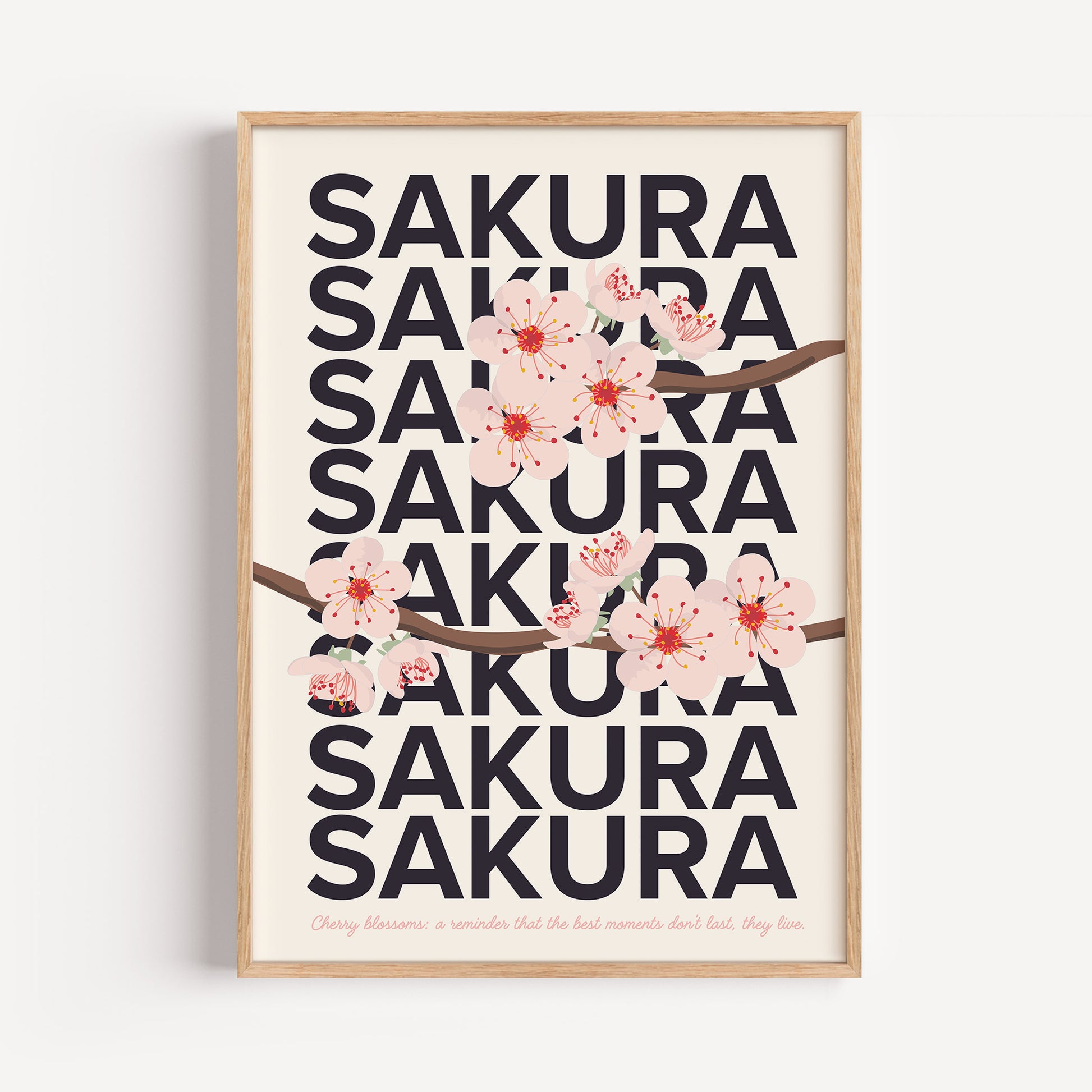 Cherry Blossom (Sakura) Japan Poster | Japandi Wall Art | Dopamine Decor and Modern Kitchen Art | Print Flower Art | Mid Century Modern