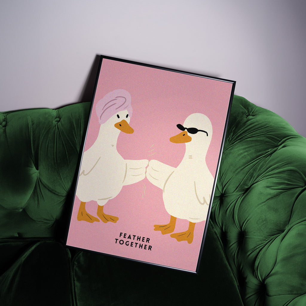 Lustiges Duck Poster mit zwei Enten als Symbol für Freundschaft
