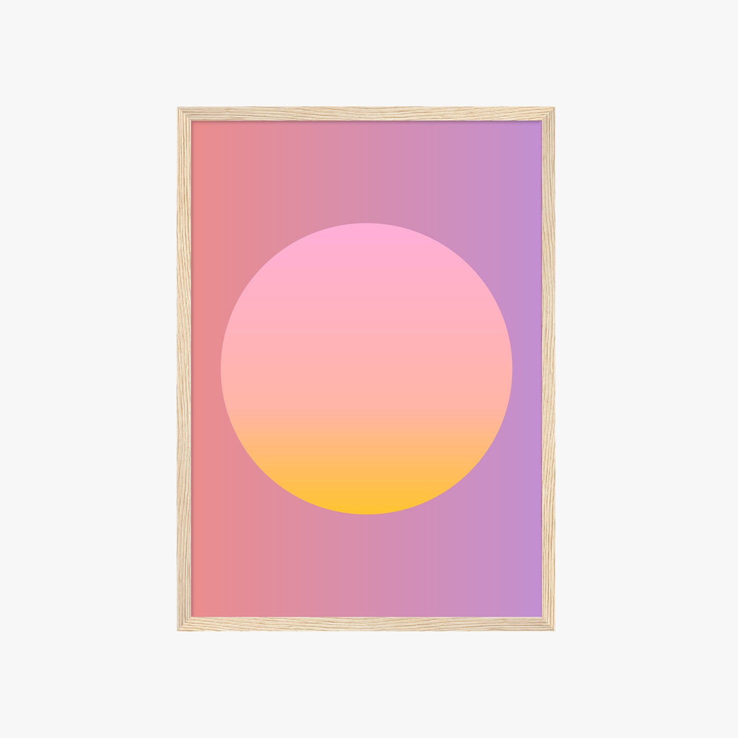 Minimalistisches Sunset Gradient Circle Poster mit sanften Pastellfarben als moderne Wanddeko fürs Wohnzimmer

Abstraktes Farbverlauf Poster mit Kreisdesign in Rosa, Gelb und Lavendel für skandinavisches Interior Design