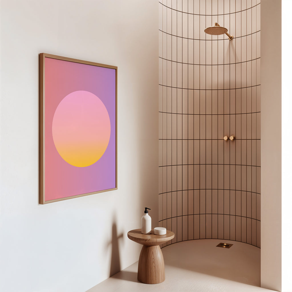 Minimalistisches Sunset Gradient Circle Poster mit sanften Pastellfarben als moderne Wanddeko fürs Wohnzimmer

Abstraktes Farbverlauf Poster mit Kreisdesign in Rosa, Gelb und Lavendel für skandinavisches Interior Design