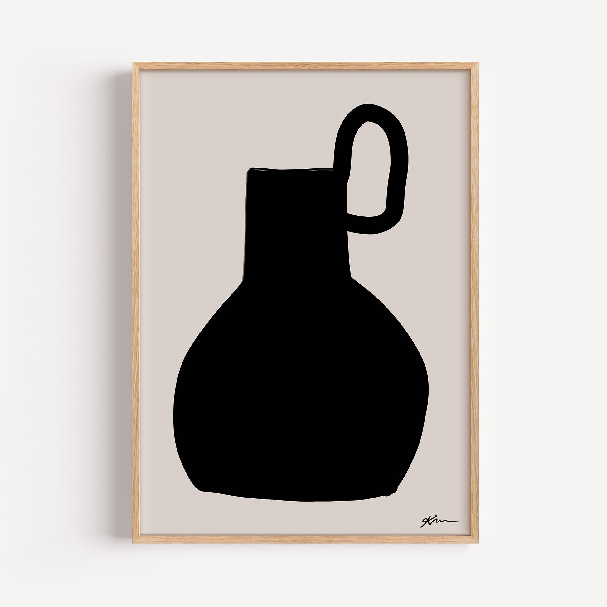 Minimalist Jug Silhouette | Black Pitcher Outline Print | Modern Wall Art, Vase Illustration | Living Room Decor Gift | Line Art Style